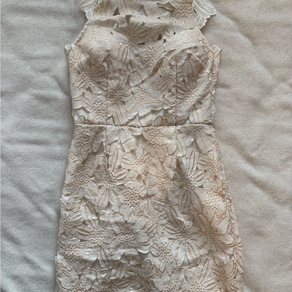 SAYLOR Cream Floral Lace Mini Dress